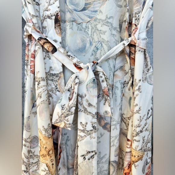 Empire Of Summer Beach Cover-Up with Seashell Print and Fringe Size S-M - Picture 4 of 6